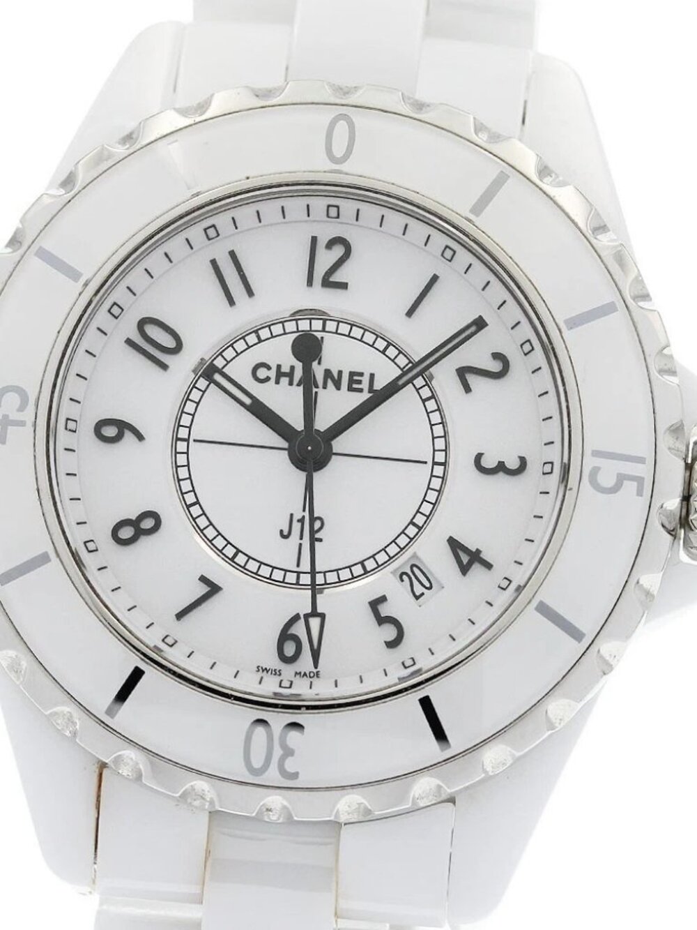 CHANEL J12 33mm H0968 White ceramic date white Dial Quartz Ladies Watch_938342